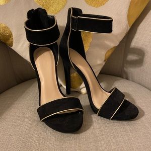 Charlotte Russe Black + Gold Cuff Heel